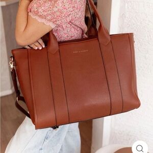 Poppy & Peonies Chestnut Vegan Leather Tote